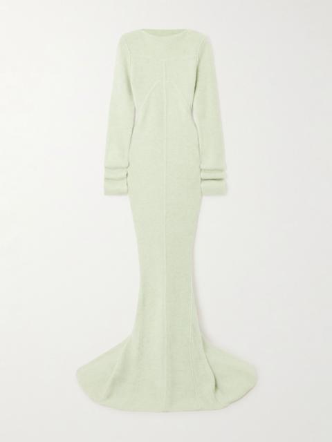 Rick Owens Luna open-back brushed-knit gown Light green