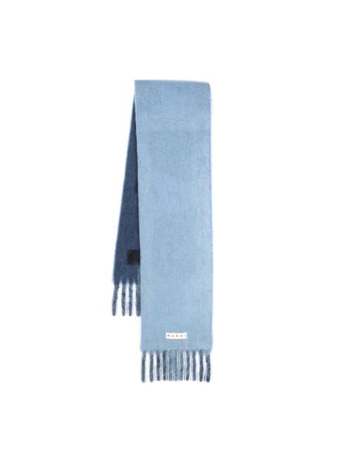 Marni intarsia-logo fringed scarf