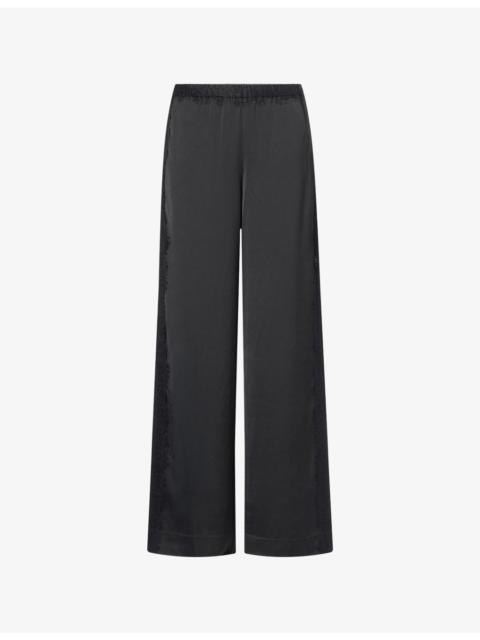 Vince Mid-Waist Lace Trim Satin Trousers