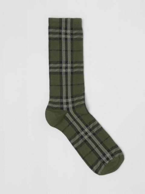 Burberry Check Cotton Cashmere Blend Socks