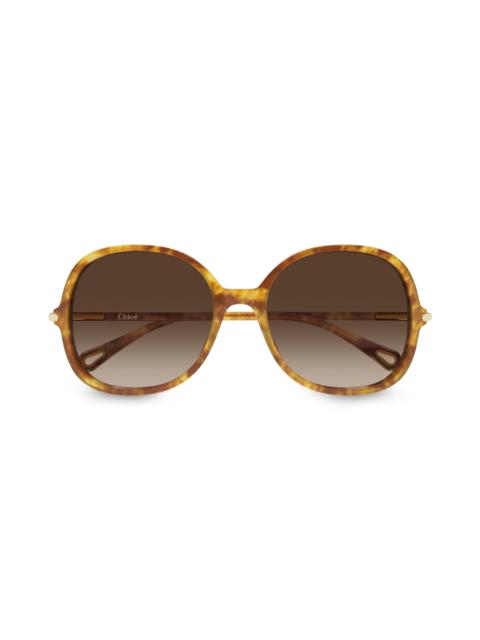 Chloé Women's Tubolar 57MM Round Sunglasses - Brown Grey