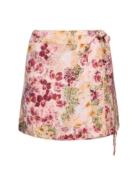 Agua by Agua Bendita Luna printed viscose mini wrap skirt