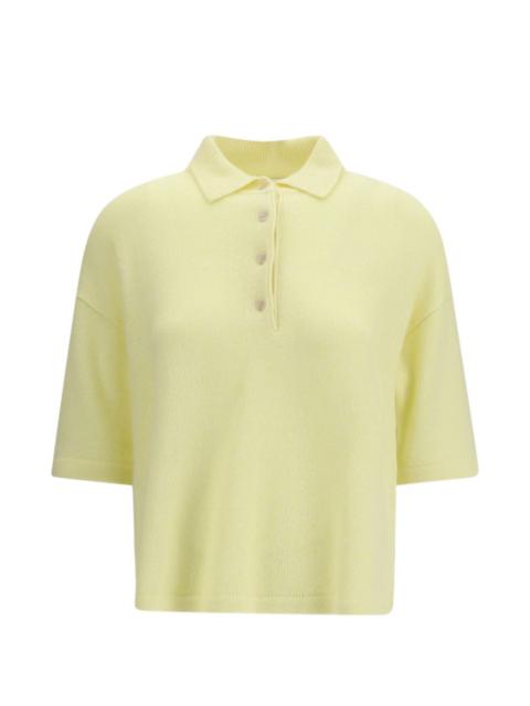 Allude button short-sleeve knitwear
