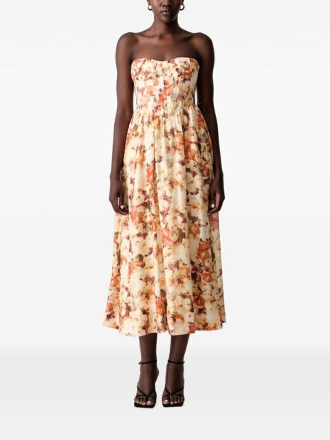 BARDOT Lola floral-print corset-style midi dress