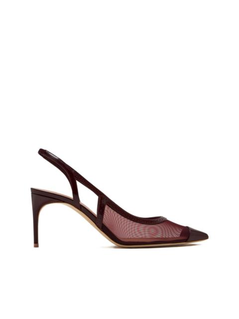 MALONE SOULIERS mesh-panelled pointed-toe slingback pumps