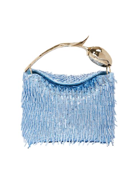 Erdem Beaded Fringe Mini Bloom Bag blue