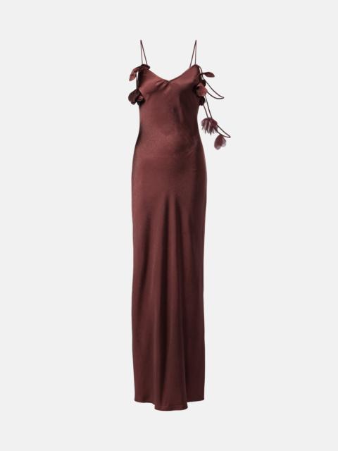 self-portrait Embellished satin gown