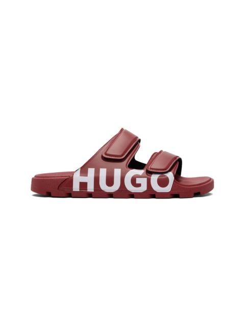 HUGO Red Double Touch-Closure Straps Logo Sandals