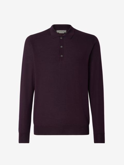 CORNELIANI Purple 120's extra-fine wool button-up polo