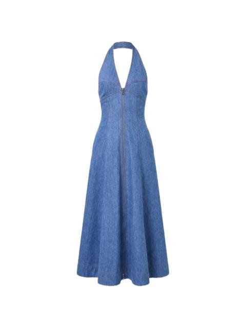 NICHOLAS halterneck zip-front dress