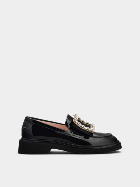 Roger Vivier Viv' Rangers Strass Buckle Loafers in Patent Leather