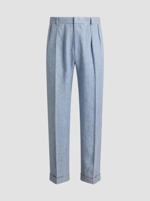 Ralph Lauren Men's Pleated Linen-Blend Trousers - Winward Blue