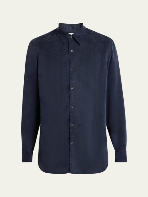 Dries Van Noten Men's Washed Cupro Point Collar Button-Down Shirt