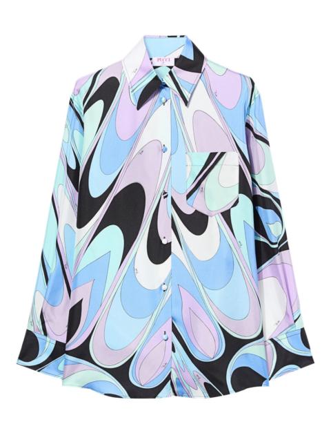 PUCCI onde-print pocket silk shirt