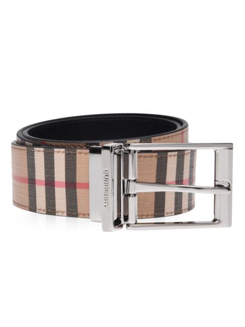 REVERSIBLE VINTAGE CHECK E-CANVAS AND LEATHER BELT
