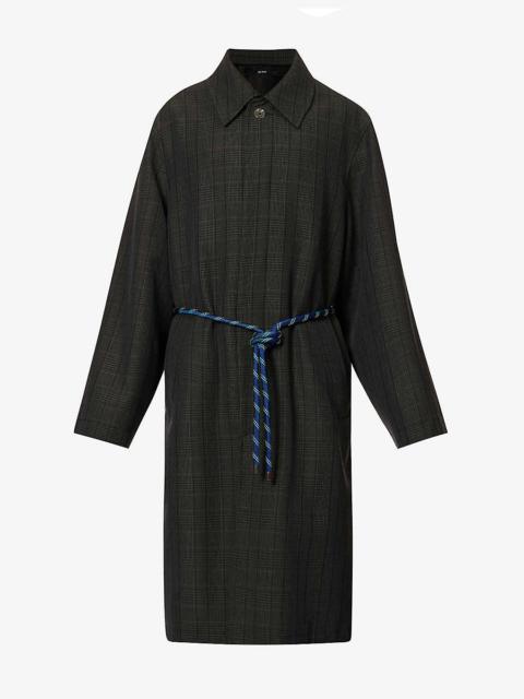 Mac check-pattern relaxed-fit wool-blend coat