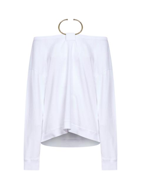 DARKPARK White jersey Erin off-the-shoulder T-Shirt with necklace