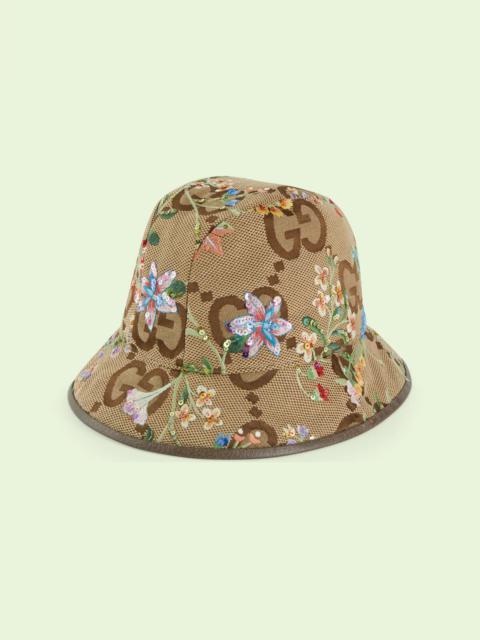 GUCCI Jumbo GG fedora hat with floral embroidery