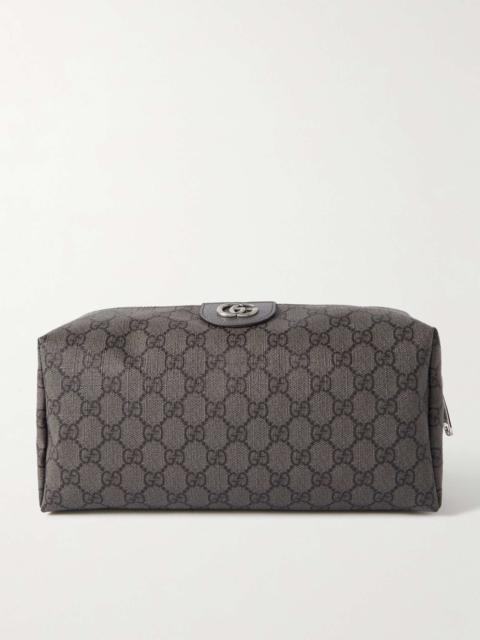 GUCCI Ophidia GG Leather-Trimmed Monogrammed Supreme Coated-Canvas Wash Bag