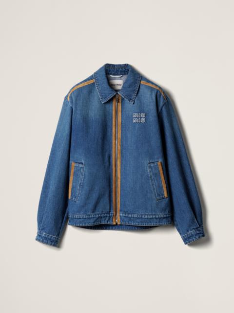 Miu Miu Denim and leather blouson jacket