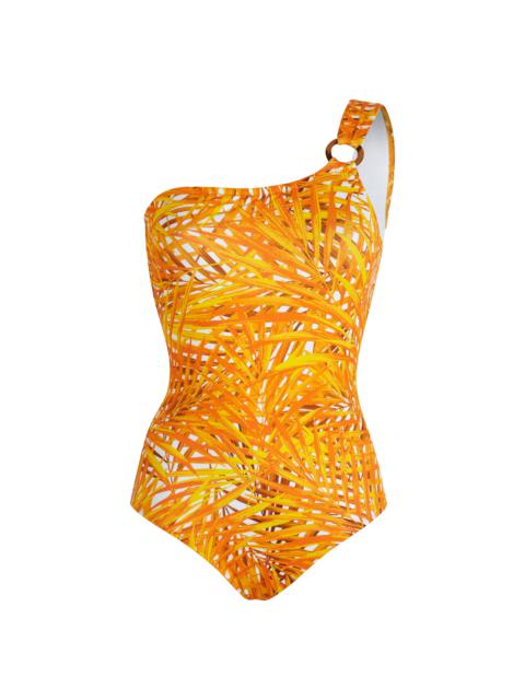 Vilebrequin Women One-Shoulder One-piece Swimsuit Palm Leaves