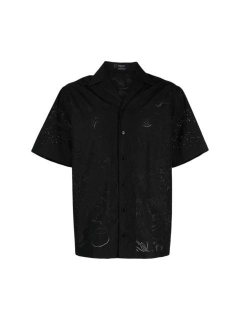 VERSACE perforated-detail button-up shirt