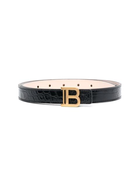 Balmain logo-buckle crocodile-effect belt
