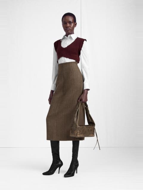 Maison Margiela Herringbone Virgin Wool Midi Skirt
