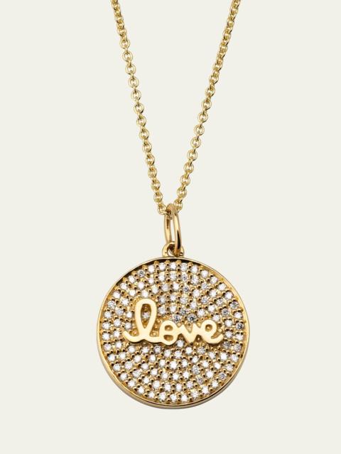 SYDNEY EVAN Diamond Love Script Medallion Necklace