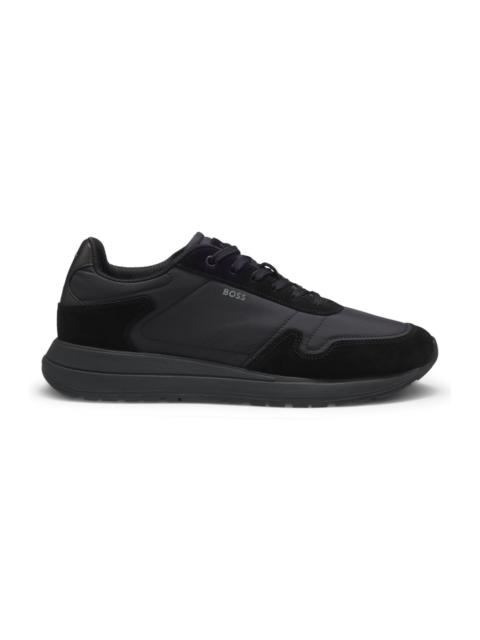 BOSS LACE-UP SNEAKERS IN LIGHTWEIGHT FABRIC WITH SUEDE TRIMS