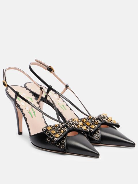 Valentino Bowow 85 studded leather slingback pumps