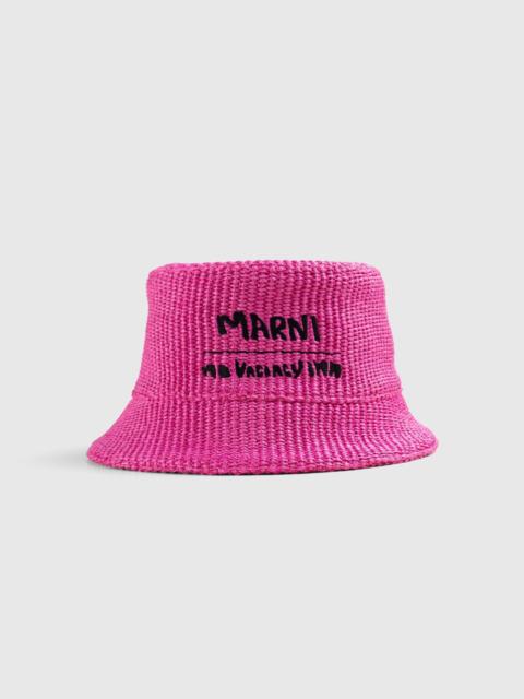 Marni Marni x No Vacancy Inn – Raffia Bucket Hat Fuschia