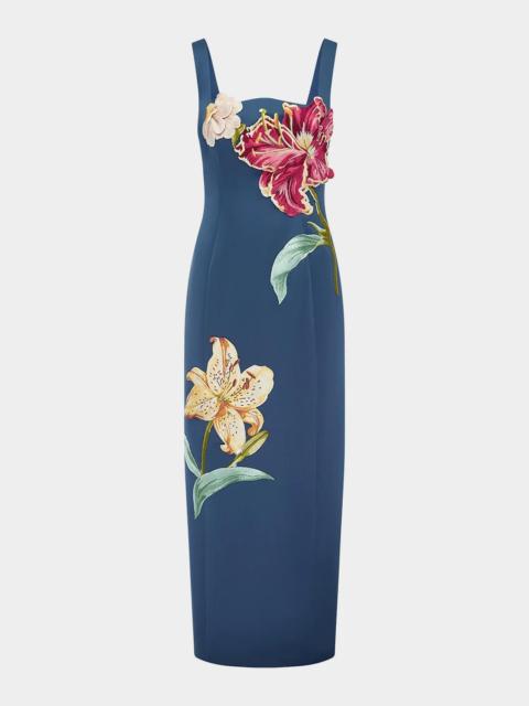LEO LIN Adelina Floral Applique Column Maxi Dress