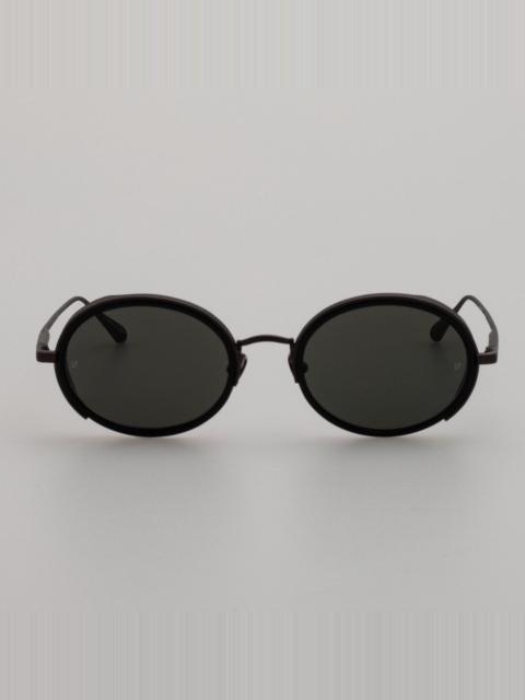 LINDA FARROW FINN OVAL SUNGLASSES IN NICKEL