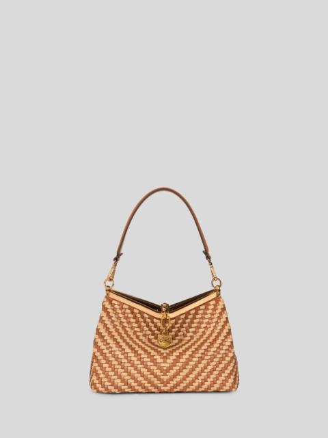 Etro MEDIUM WOVEN LEATHER AND RAFFIA VELA BAG