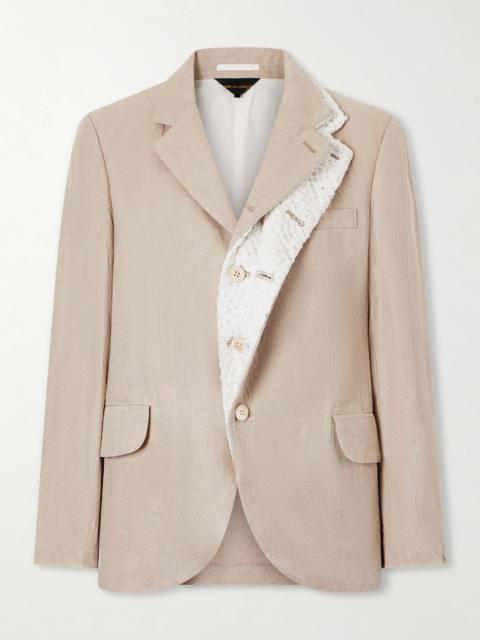 Comme Des Garçons Crochet-trimmed Herringbone Linen Blazer
