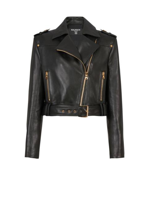 Balmain Short leather biker jacket