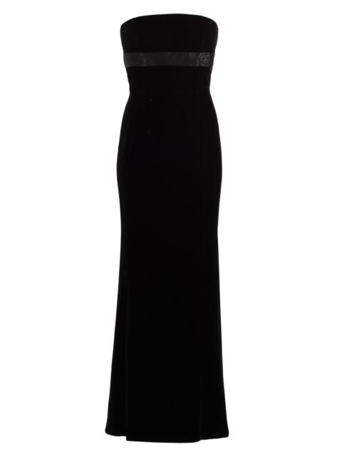 GIORGIO ARMANI Women's Crystal-Embellished Velvet Strapless Gown - Printed