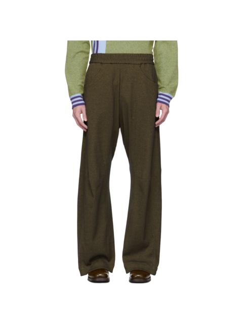 Omar Afridi Khaki Knee Darted Flare Sweatpants