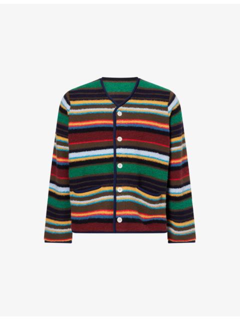 sacai V-Neck Striped Wool-Blend Cardigan