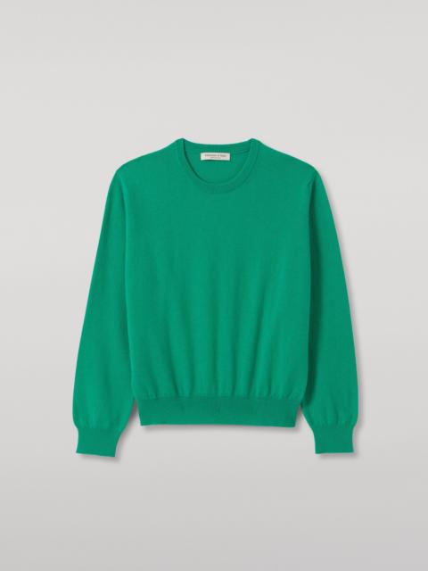 Johnstons of Elgin Lunan Classic Bright Green Cashmere Crew Jumper