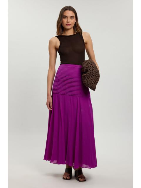 KAREN MILLEN Viscose Georgette Drop Hem Woven Maxi Skirt