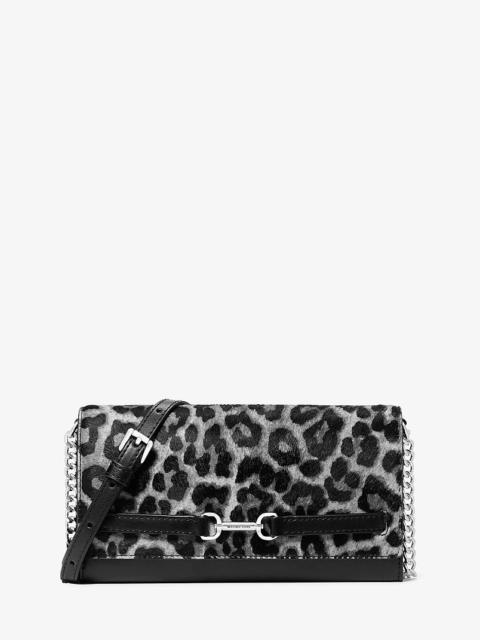 MICHAEL KORS Carson Large Leopard Print Calf Hair Convertible Crossbody Bag