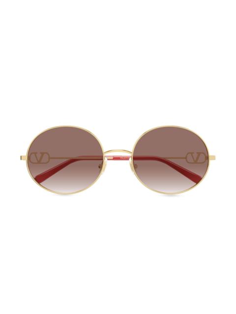 Valentino Women's 20MM VLogo Round Sunglasses - Gold Brown