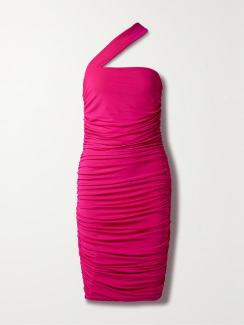 MICHAEL KORS COLLECTION One-shoulder Ruched Stretch-crepe Midi Dress