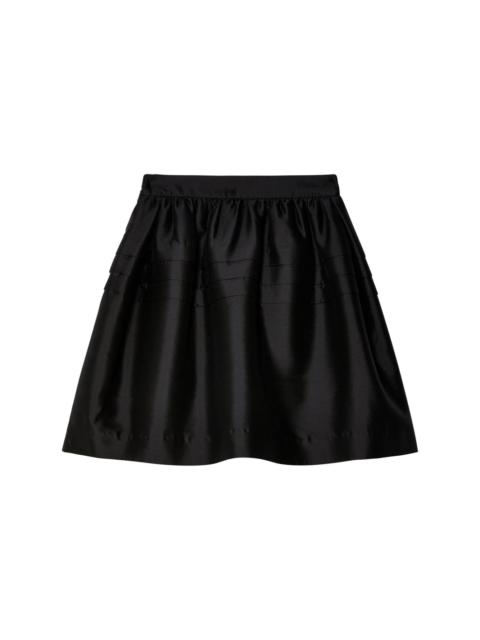 high-waist flared satin skirt