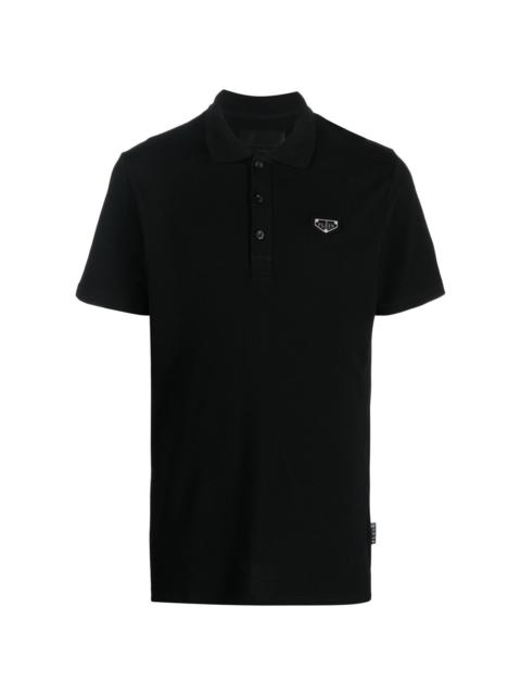 logo-plaque polo shirt