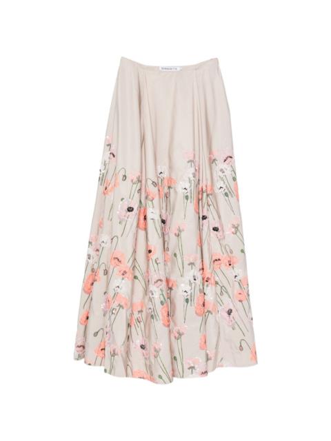 BERNADETTE Kennedy floral-embroidered maxi skirt
