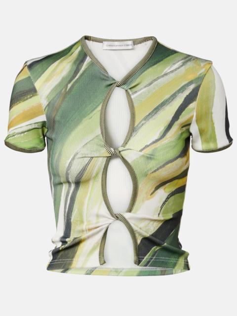 CHRISTOPHER ESBER Printed ribbed-knit jersey top