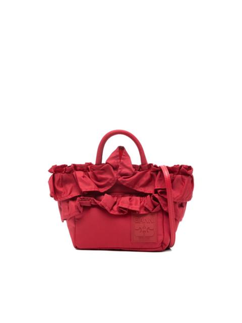 GANNI ruffled-detail tote bag